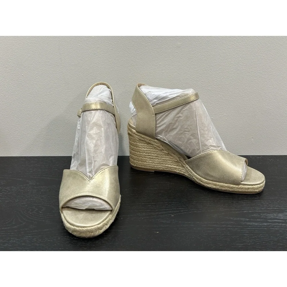 LifeStride Wedge Sandal Sz 11 Platino Tess Espadrille Velocity 2.0 Cushioned NEW